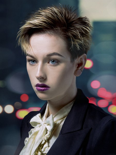Very short and spiky pixie cut