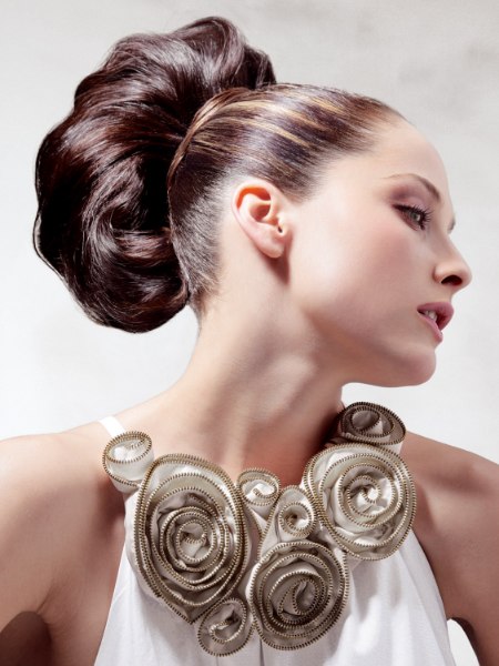 Up-style with elements of the classic chignon