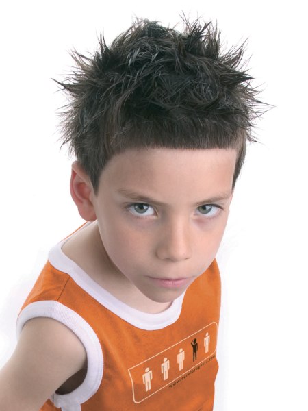 Short layered hair with spiky styling for little boys hair