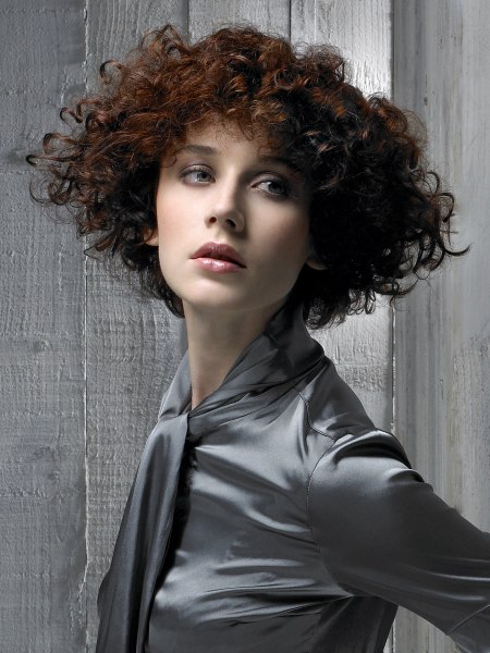Naturally curly hair cut in a wedge shape