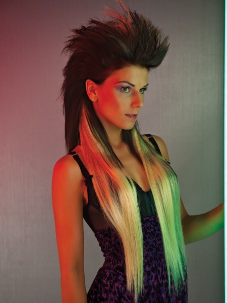 Layered and spiked hairstyle with hair extensions