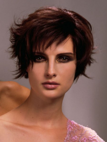 Longer pixie-cut hair with razor-cut layering