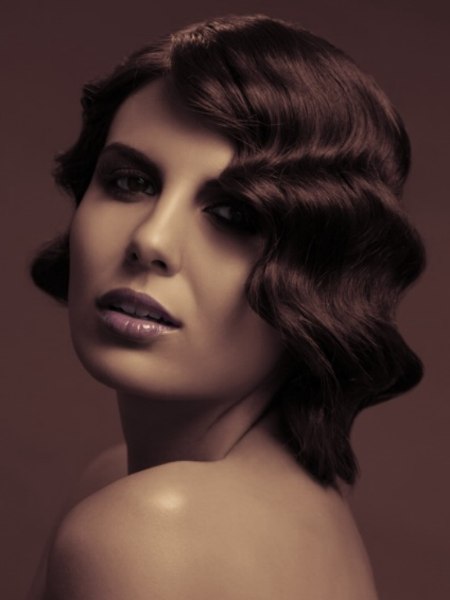 1920s or 1930s hairstyle with finger waves
