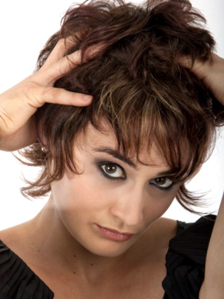 Short layered hair with finger styling