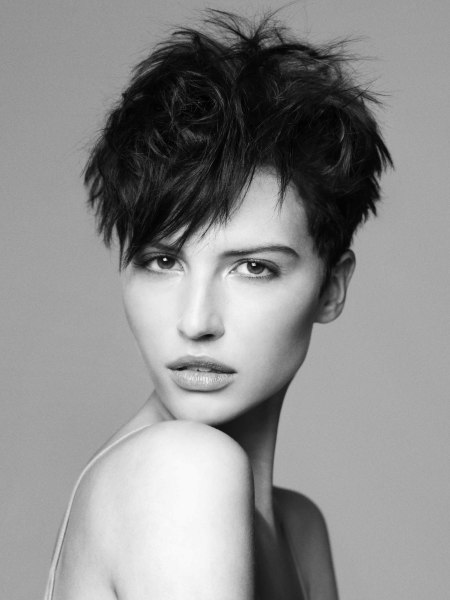 Short razor-cut hair for women