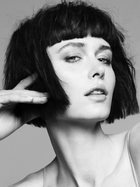 Chin-length bob with bangs and texture