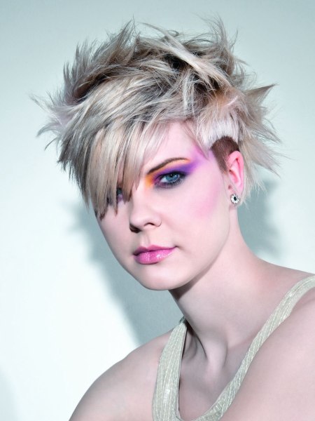 Very short post-punk haircut for women