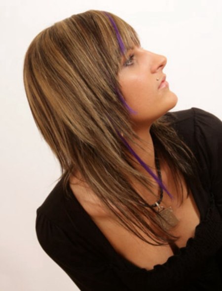 Blonde hair with purple streaks