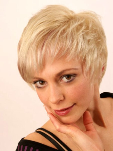 Easy to wear short hairstyle with the hair cropped close to the head