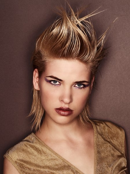 Funky hairstyle created with styling gel