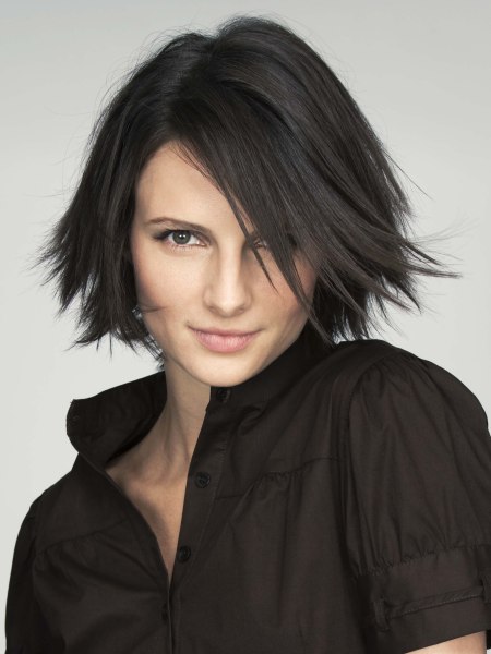 Side-parted bob cut with textured ends