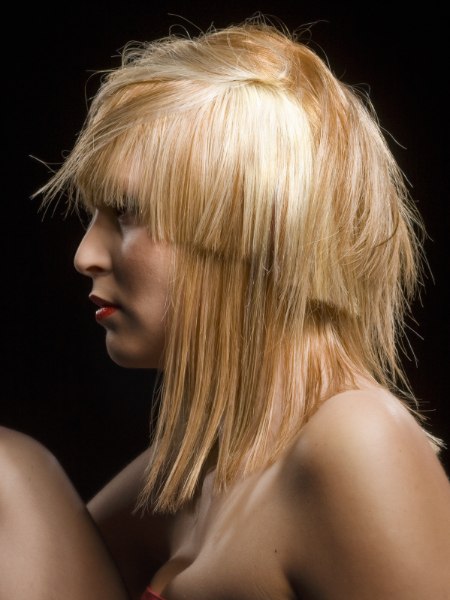 Shoulder length bob with over-cut layers
