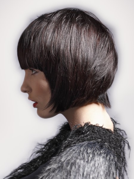 Side view of a short bob with retro flair