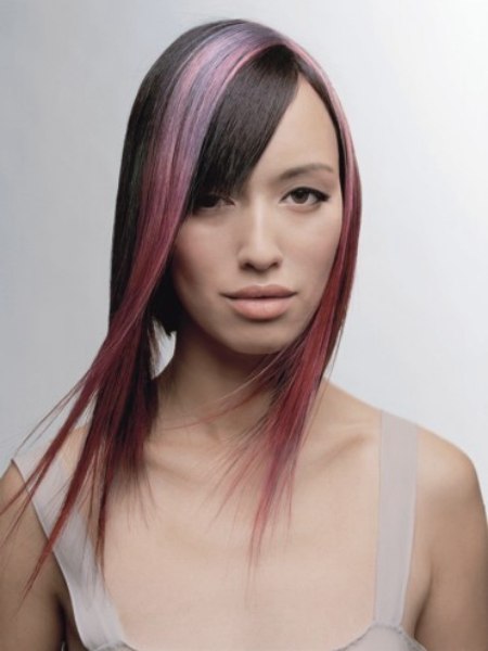 Hair with violet and pastel colors