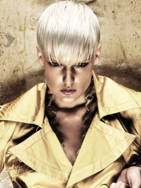 Short platinum blonde hair