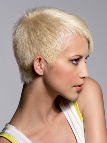 Blonde pixie cut