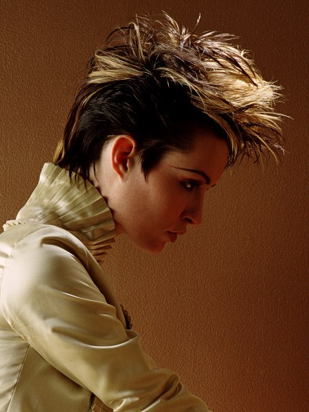 Short punky hairstyle with streaks
