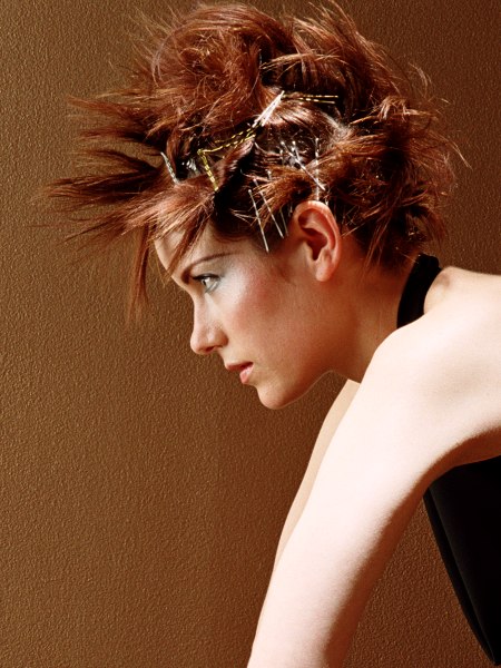 Short red hair with spikes