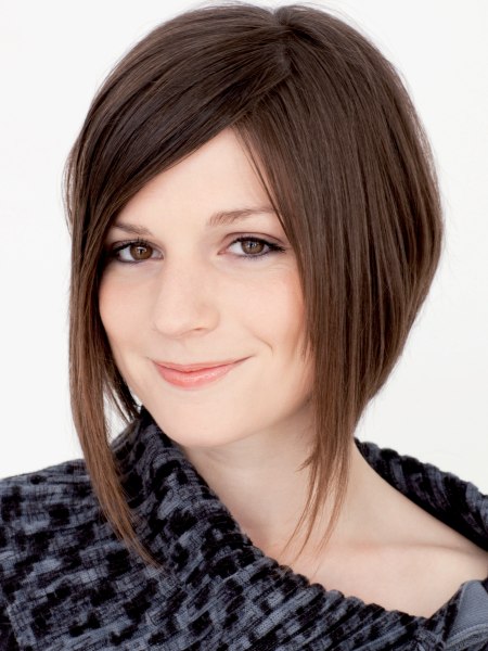 Bob haircut with a steep cutting angle