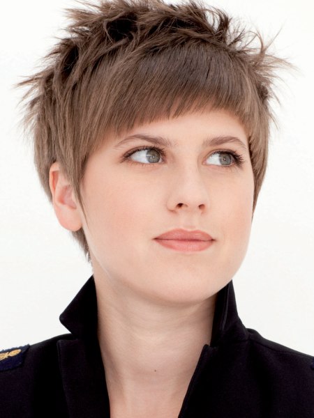 Short women's haircut with clean and neat lines