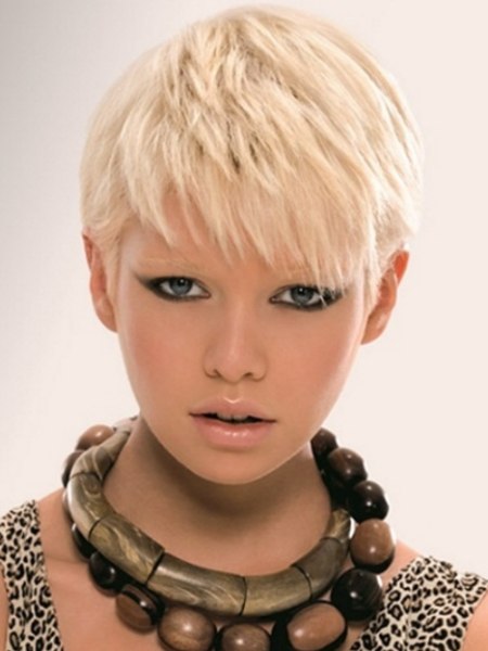 Modern short blonde crop with textured tips