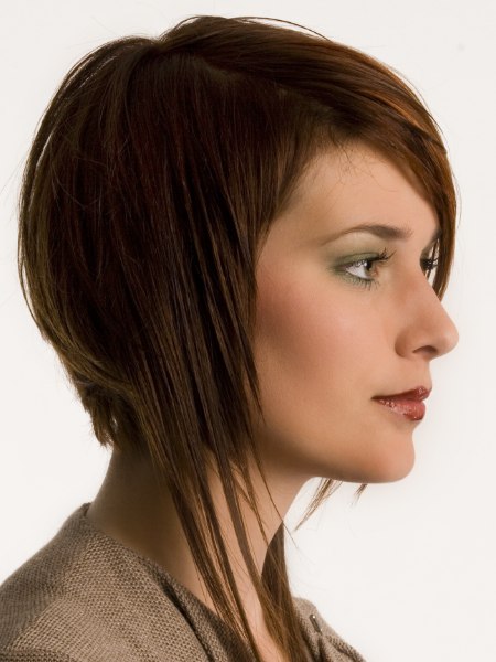 Hairstyle with long sides and a shorter back