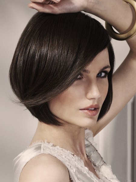 Smooth chin length bob haircut