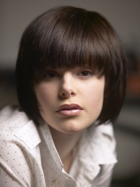 Classic bob hairstyle with a fringe and softened end