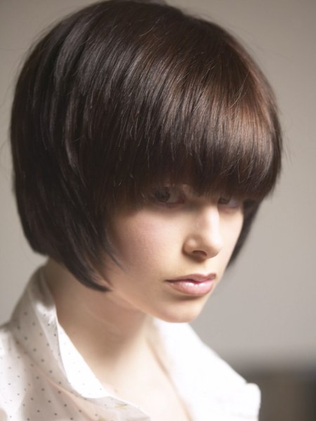 Short bob haircut with a soft silhouette