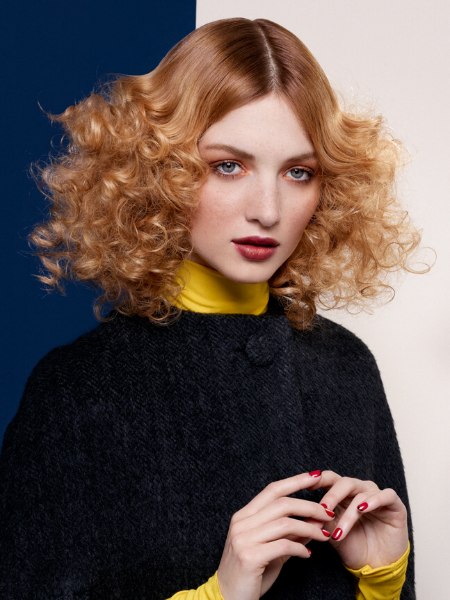 Medium-length hairstyle with curls and spirals