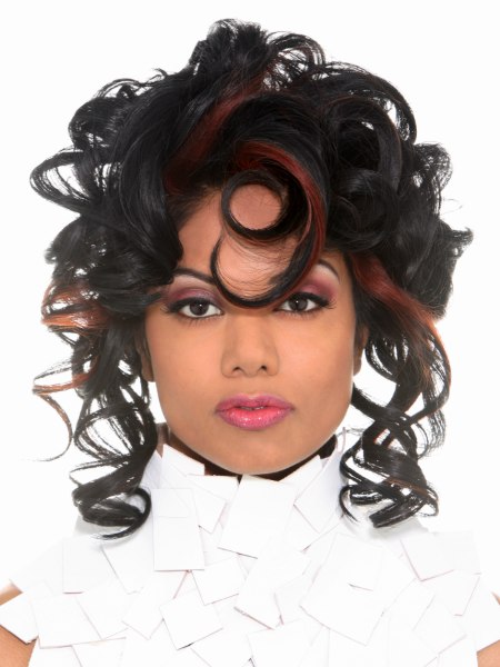 Hairstyle with corkscrew curls