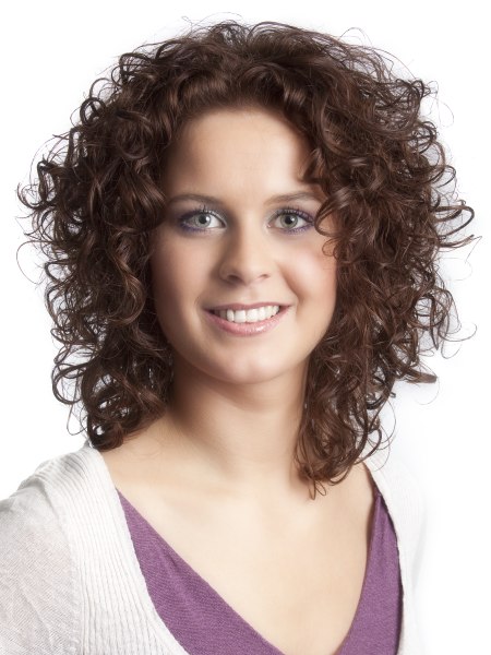 Brown shoulder length hair with curls