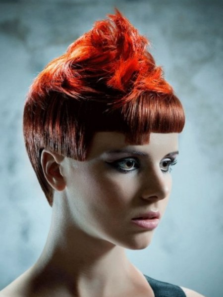 Short flaming red hair