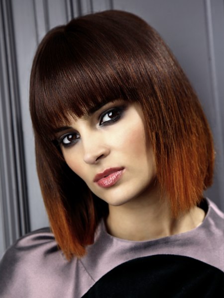 Rejuvenating medium length hairstyle with a play of colors