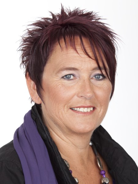 Colorful and fun short hairstyle for older women