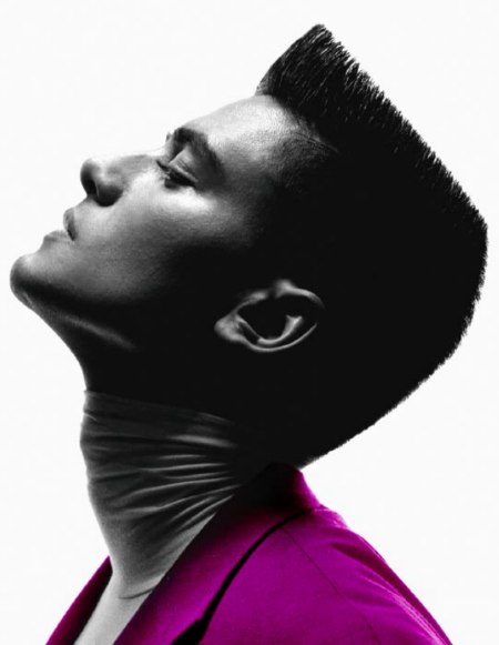 Flat top and a scrunched turtleneck for men
