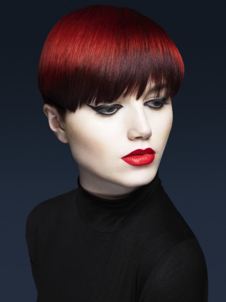 Short hair with a deep rich and luscious red color