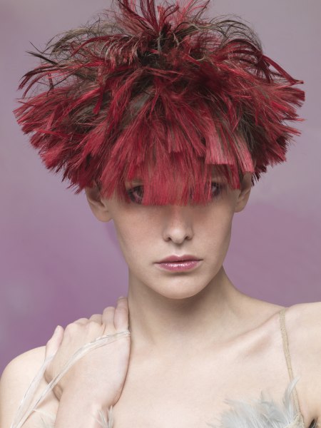 Joyful combination of brown and wine-red hair colors