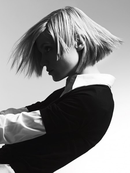 Short textured bob with a blunt-cut back