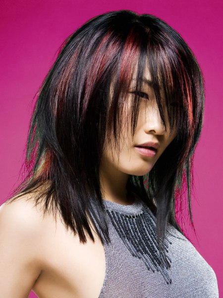 Sleek shoulder-length style for Asian hair