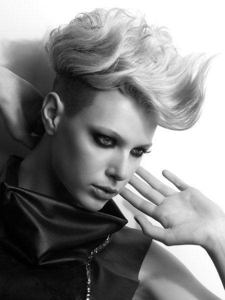 Punk-inspired women's haircut with shaved sides