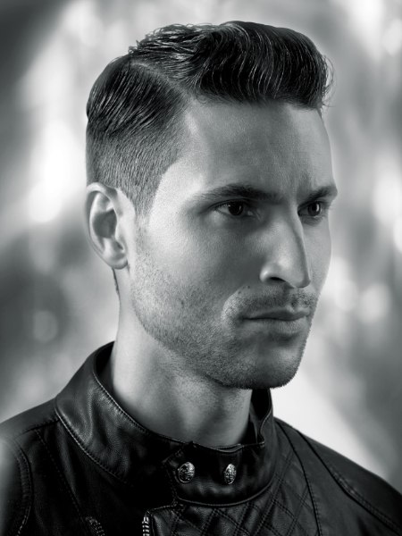 Military inspired men's haircut with clipped sides