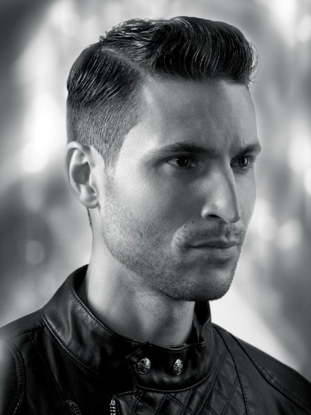 Military-inspired men's haircut with clipped sides