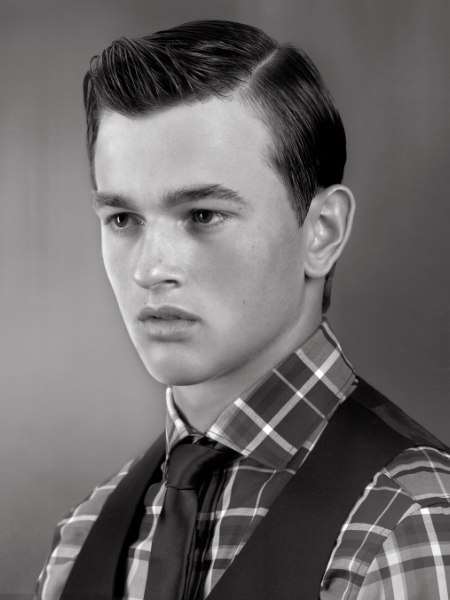 Sleek combed-back hair for well-groomed men
