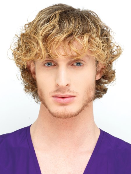 Sporty hairstyle with curls for men