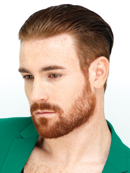 Masculine look with a beard and sideburns