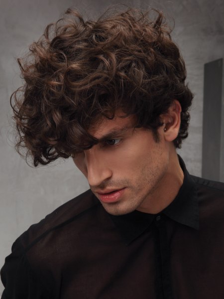 Dark hair and Latin curls for men