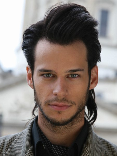 Hairstyle with long sideburns for a young man