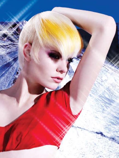 Blonde hair with a yellow color effect