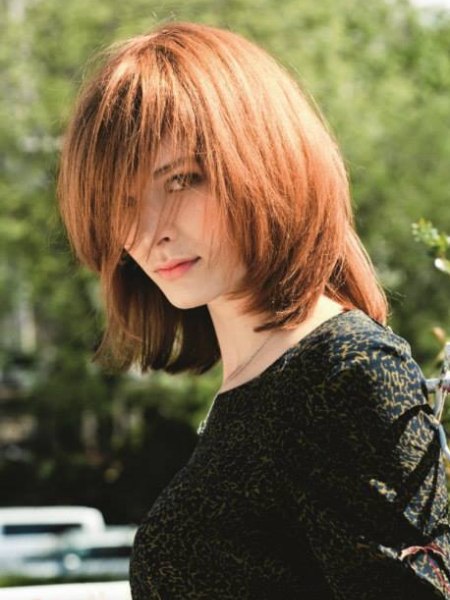 Light and feathery shoulder-length hairstyle